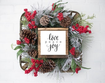 Love Peace Joy print, Christmas wall art, Christmas decor, holiday wall art, instant download, 8x8, digital print