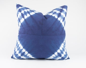 Shibori Indigo Cotton Pillow,Tie Dye Pillow,White Blue Cushion Cover,Designer Spring-Summer Pillow,Indigo Pillow,Throw Pillow,Shibori