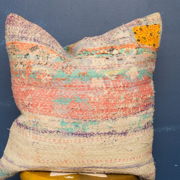 Vintage Kantha Quilt Pillow/ Textured Pillow/ Vintage Cotton / Rustic Pillow/ Vintage Accent pillow/ Kantha Cushion Cover/ Kantha Accent