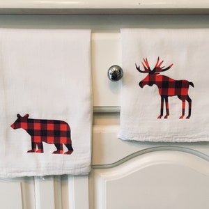 Red, Buffalo, Plaid, Flour Sack, Tea Towel 