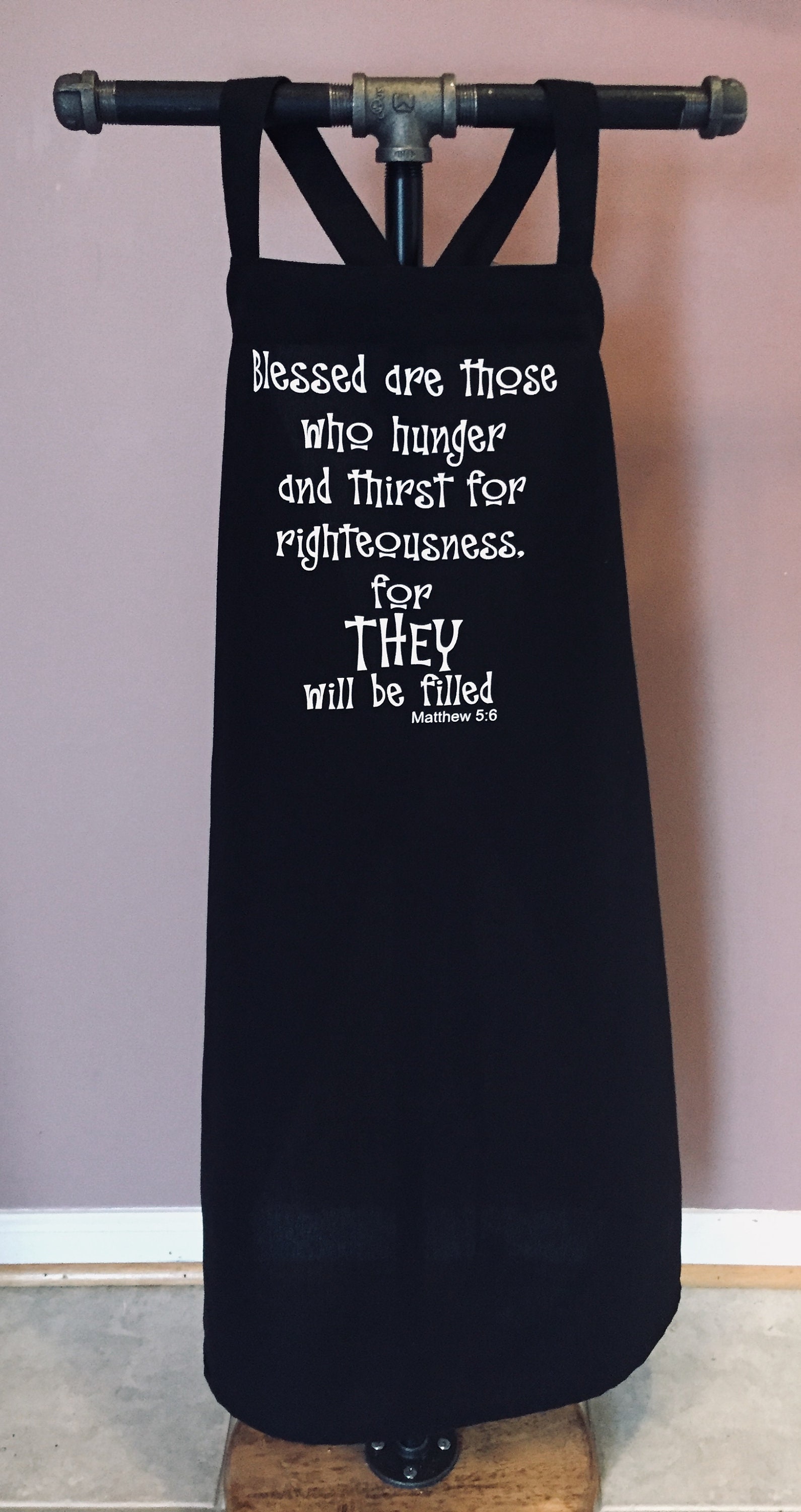Scripture Verse Apron Black Matthew 56 Etsy
