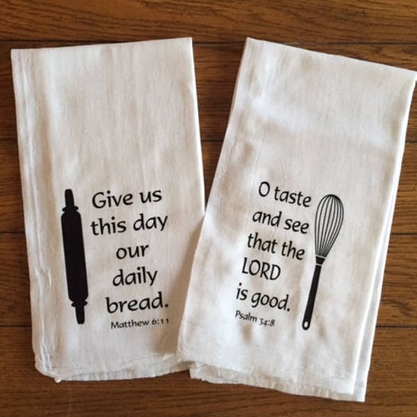 Scripture Verse, Flour Sack, Screen Printed, Tea Towel