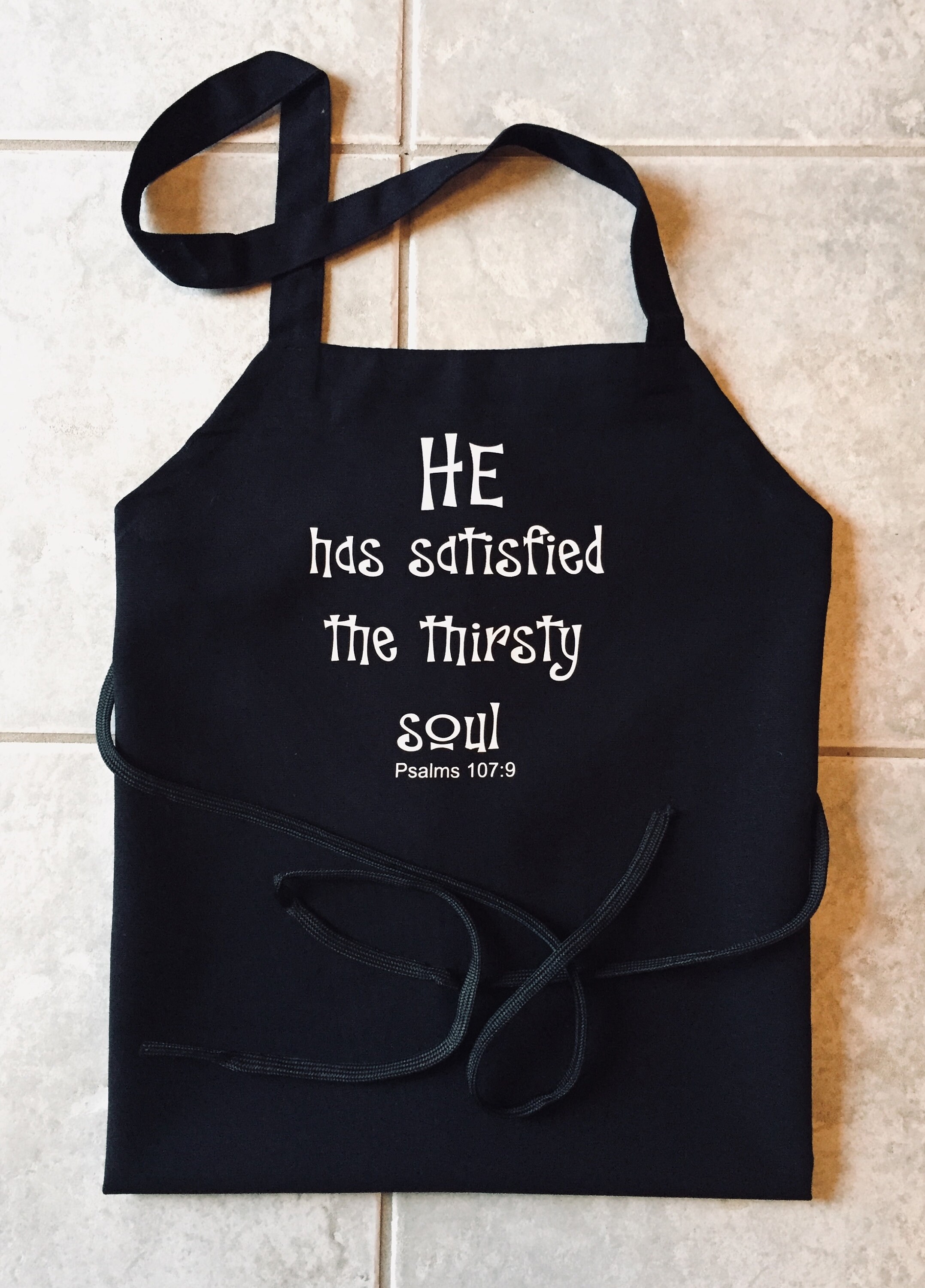 Scripture Verse, Apron, Black, Psalm 1079, the Thirsty Soul Etsy