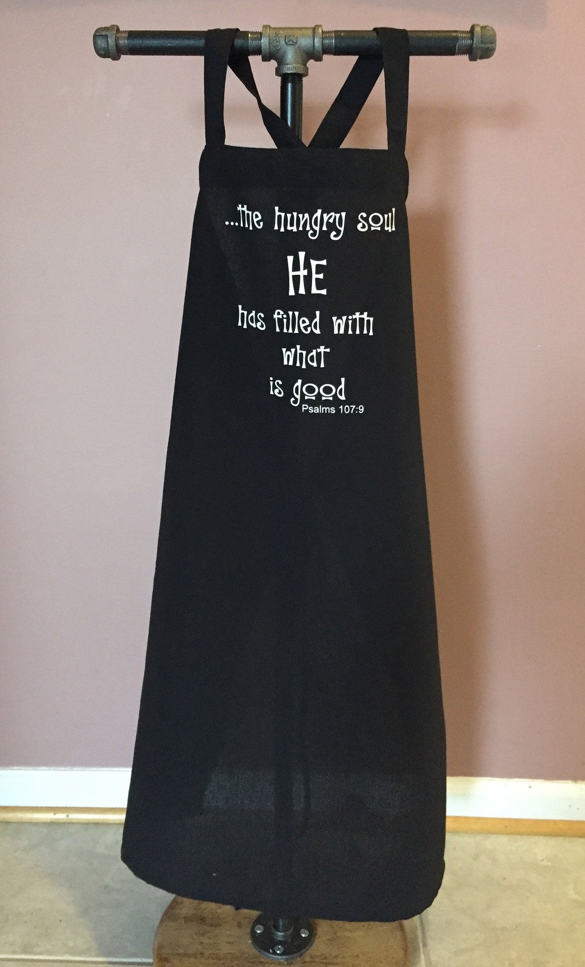 Scripture Verse Apron Black Psalm 1079 the Hungry Soul Etsy
