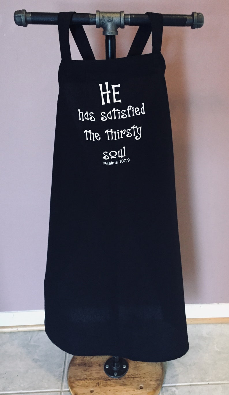 Scripture Verse Apron Black Psalm 1079 The Thirsty Soul Etsy