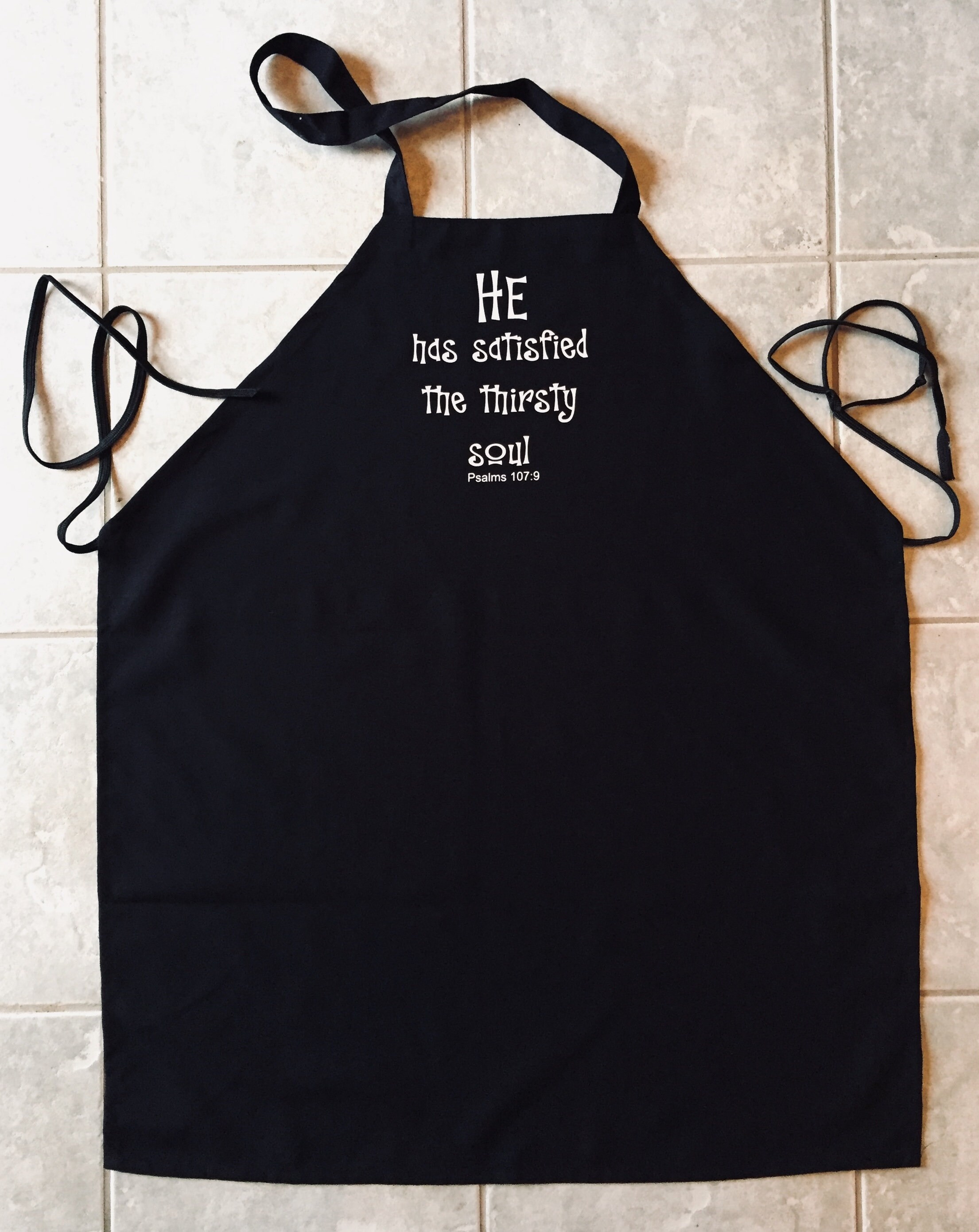 Scripture Verse, Apron, Black, Psalm 1079, the Thirsty Soul Etsy