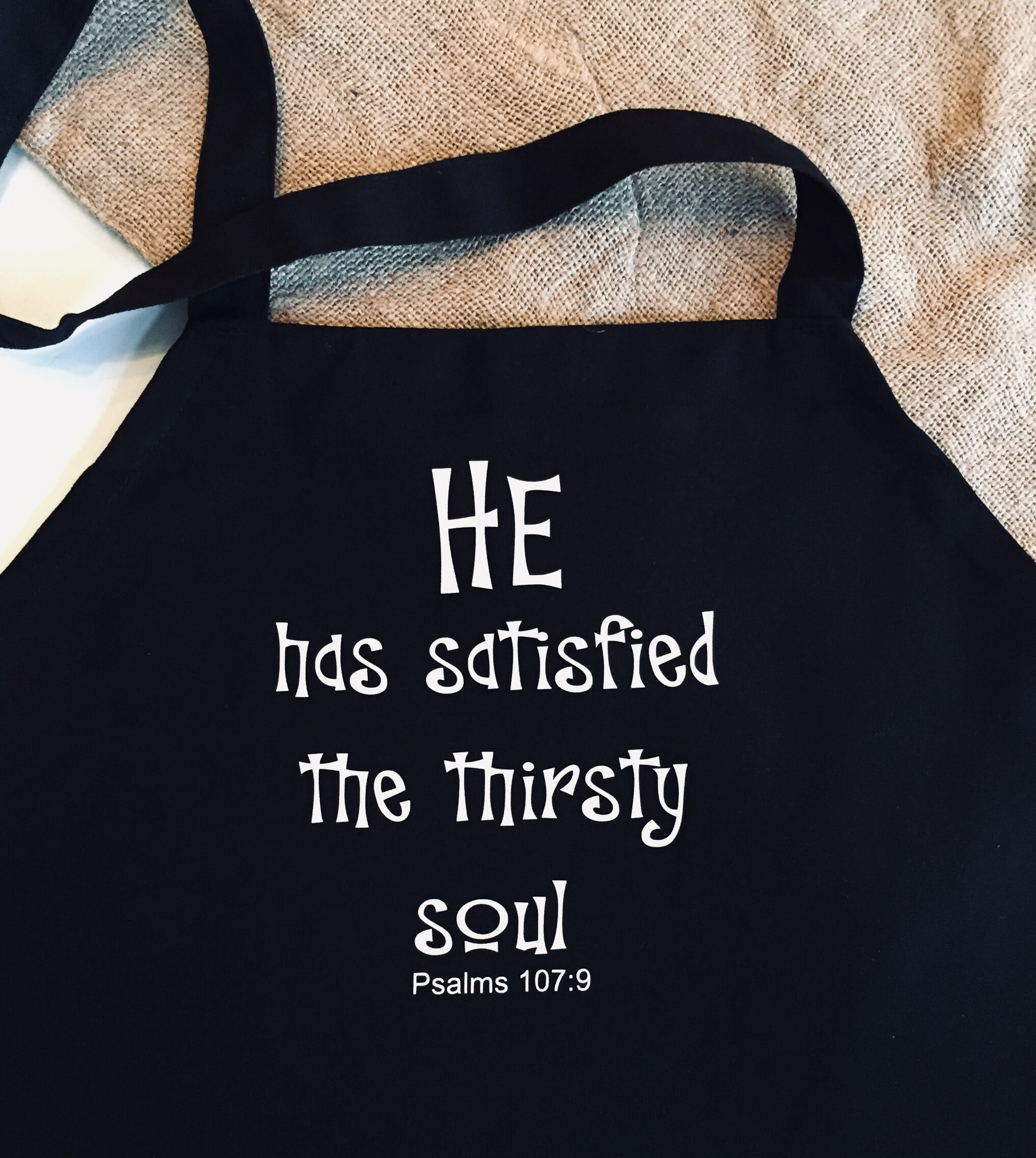 Scripture Verse, Apron, Black, Psalm 1079, the Thirsty Soul Etsy