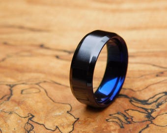 Flame Anodized Black Titanium Ring