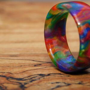 Rainbow Blast Resin Ring - Etsy