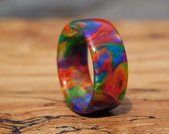 Rainbow Blast Resin Ring