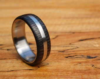 Crosscut Carbon Fiber x Titanium Ridgeline Ring