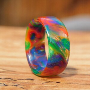 Rainbow Blast Resin Ring - Etsy