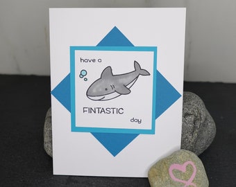 Shark Birthday Card | Blank Card | Hand Stamped Birthday Card