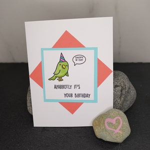 Parrot Birthday Card | Blank Card | Hand Stamped Birthday Card
