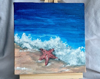 Small Canvas and Easel Seascape Painting, Water Painting, Ocean Painting, Beach Art, Beach Decor, Ocean Decor, Ocean Art, Sea, Water, Waves