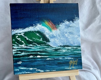 Small Canvas and Easel Seascape Painting, Water Painting, Ocean Painting, Beach Art, Beach Decor, Ocean Decor, Ocean Art, Sea, Water, Waves