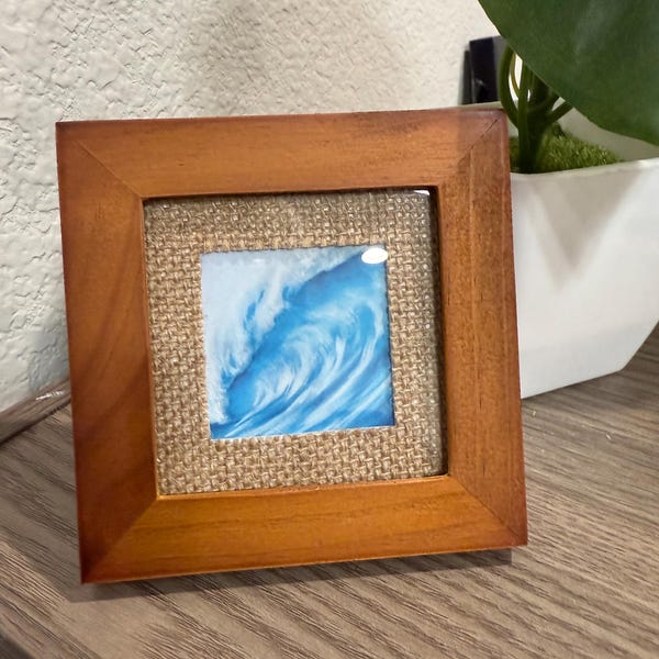 Mini Framed Oil Painting Art Print, Coastal Contemporary Decor