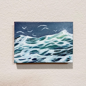 Original Oil Painting: Crashing Wave Seascape, 5x7 in