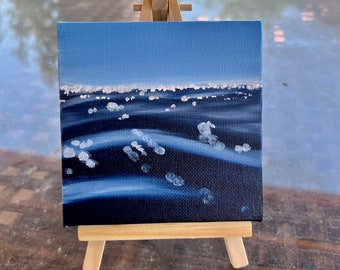 Small Canvas and Easel Seascape Painting, Water Painting, Ocean Painting, Beach Art, Beach Decor, Ocean Decor, Ocean Art, Sea, Water, Waves