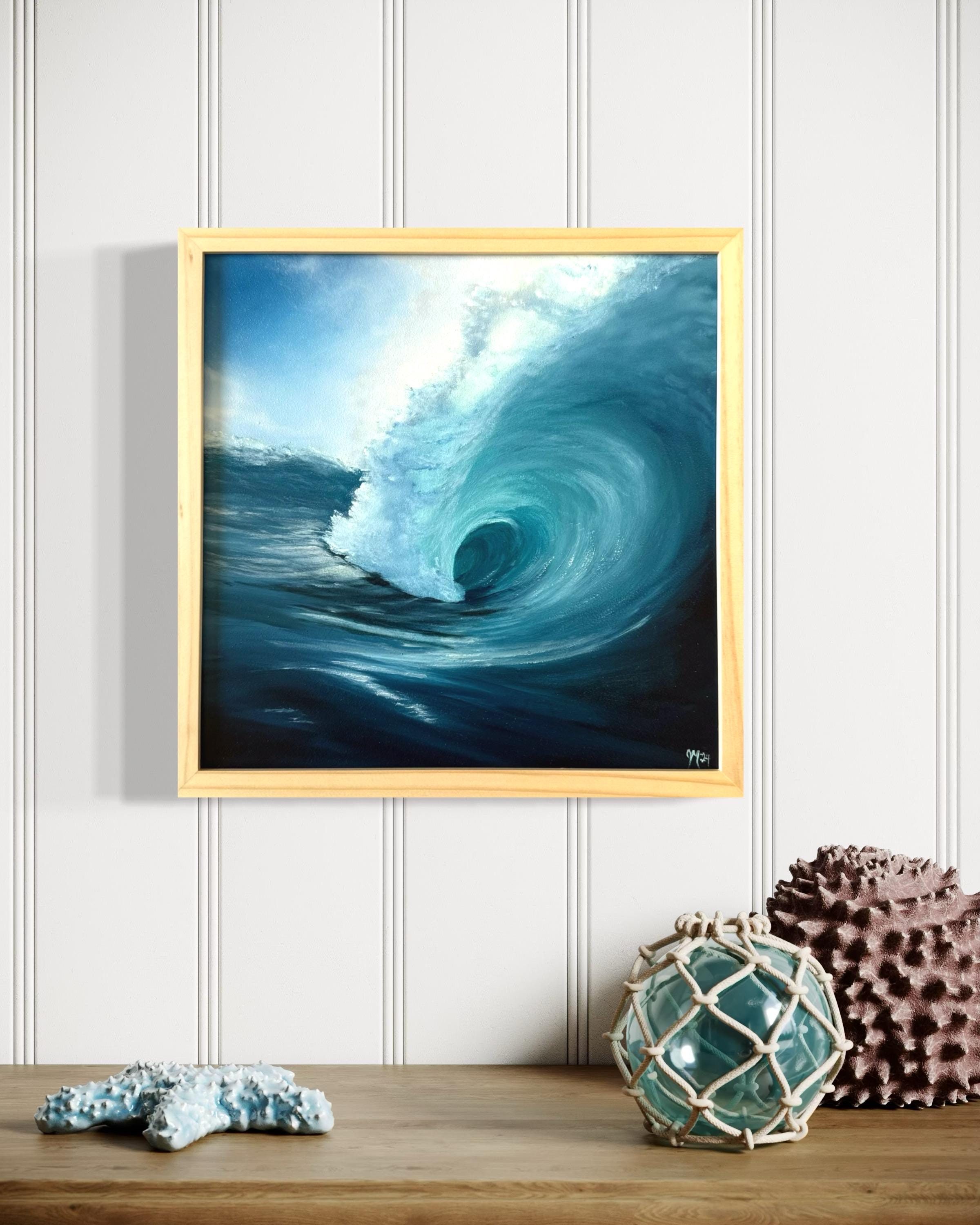 木の油絵：波立つ海景 - 海岸アート、風景画 - Etsy 日本