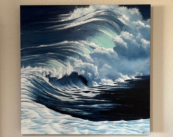 Seascape, Seascape Painting, Ocean Painting, Wave Painting, Wave Artist, Acrylic Painting, Coastal Decor, Beach Decor, Ocean Artist, Blue