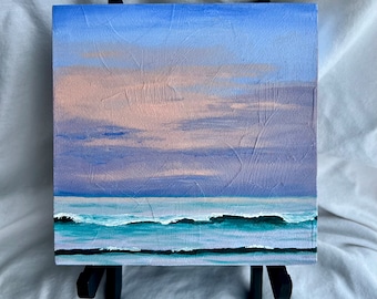 Small Canvas and Easel Seascape Painting, Water Painting, Ocean Painting, Beach Art, Beach Decor, Ocean Decor, Ocean Art, Sea, Water, Waves