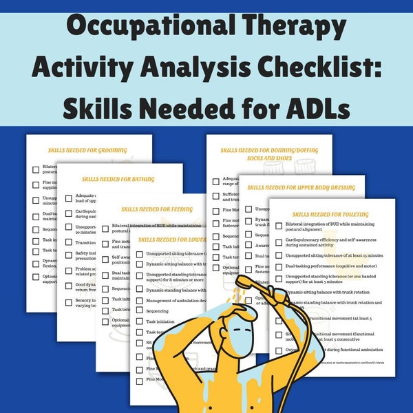 Skills Need for ADLs | OT Activity Analysis | Occupational Therapy Students | ADL Handouts | Activities of Daily Living | COTA student
