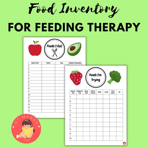 Food Inventory Tracking for Feeding Therapy | Occupational and Speech | Eating Early Intervention OT | Pediatric SLP | Food Aversion in Kids