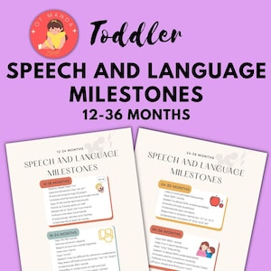 Toddler 12-36 Months Speech and Language Developmental Milestones | Speech Therapy Handout | Early Intervention SLP | Pediatrics
