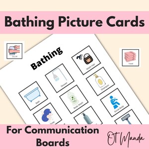 Baden Communicatiekaarten met afbeelding | Visueel schema voor badtijdroutineborden | Ergotherapie | ESL | Spraakpathologie