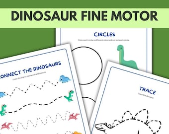 Dinosaur Fine Motor Activities for Occupational Therapy | Lines Circle Square Triangle Color Copy Cutting and Tracing for Pediatric OT Skill