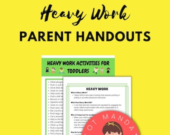 Heavy Work Caregiver Handouts | Why it is important and ideas for home | Occupational Therapy Sensory Processing and Regulation | Toddlers