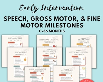 Early Intervention Developmental Milestones | Speech Language Fine Gross Motor Checklist for Infants and Toddlers 0 - 36 months old