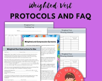 Weighted Vest Instructions, Tracking Log, Wearing Schedule, and Protocols for How to Use | Occupational Therapy Handout for Parents