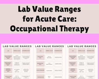 Lab Value Ranges and Interpretations for Acute Care Occupational Therapy and OT Students