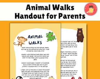 Animal Walks Handout for Parents | Sensory Processing and Gross Motor Coordination | Heavy Work for Occupational Therapy  Early Intervention