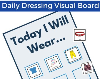 Daily Dressing Visual Board with Picture Cards | Today I Will Wear | Clothing Schedule for Kids | Occupational Therapy Resources | Pediatric