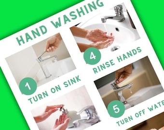 Hand Washing Visual Schedule With Real Pictures | Occupational Therapy Routine Chart for Wash Hands Adults and Pediatrics | OT ADL Pictures