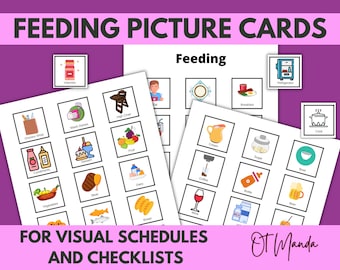 Feeding and Eating Picture Cards | Visual Schedule for Mealtime Routines | Speech Pathology | Occupational Therapy | Communication Board