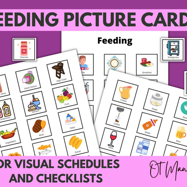 Feeding and Eating Picture Cards | Visual Schedule for Mealtime Routines | Speech Pathology | Occupational Therapy | Communication Board