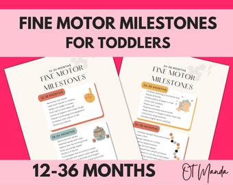 Toddler Fine Motor Milestones Parent Handouts for OT Early Intervention | Developmental Milestones for Occupational Therapy