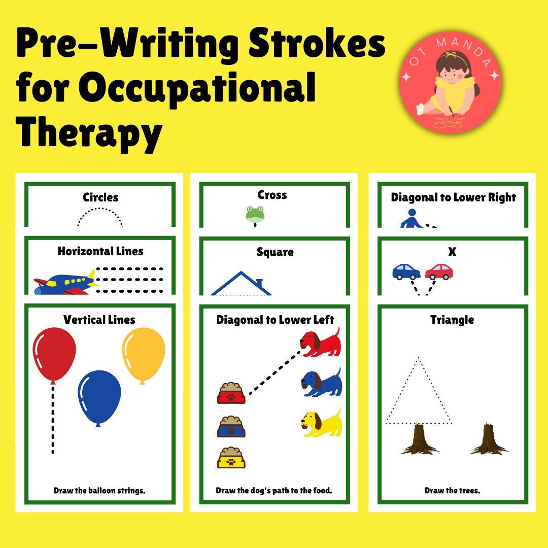 Pre Writing Strokes Practice Handouts for Occupational Therapy Lines