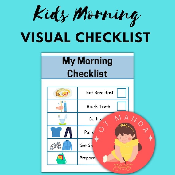 Kids Morning Tasks Visual Checklist | Occupational Therapy Daily Routine Aides | ADL Picture Schedule for Pediatric OT