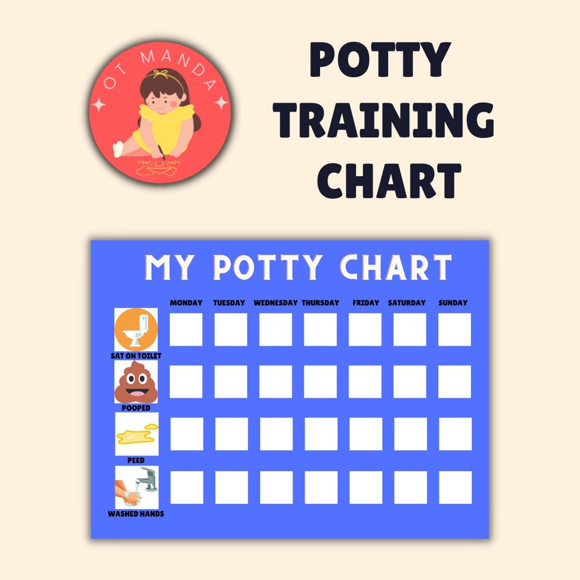 Potty Training Tracking Chart Occupational Therapy Toilet Etsy