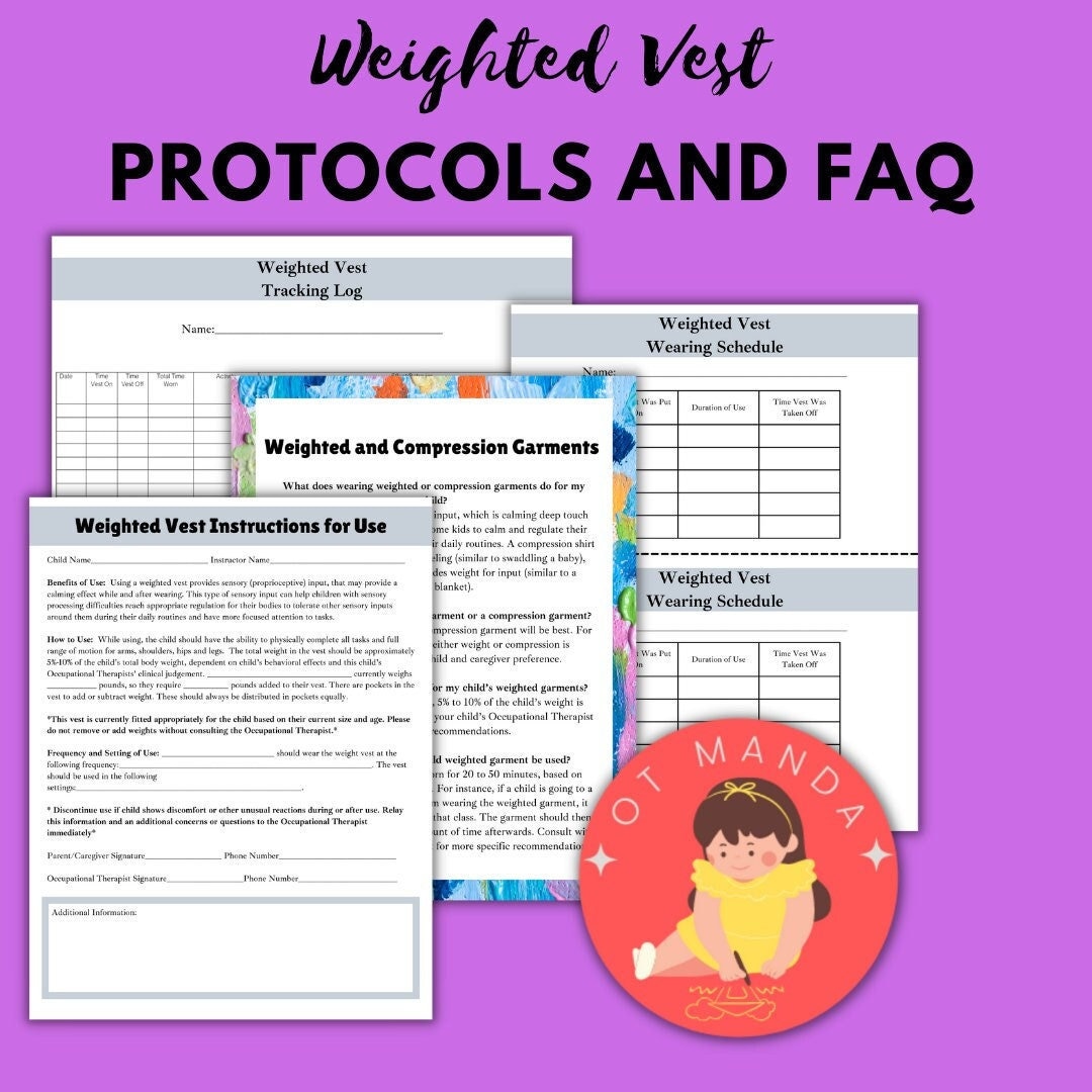 Weighted Vest Instructions, Tracking Log, Wearing Schedule, and