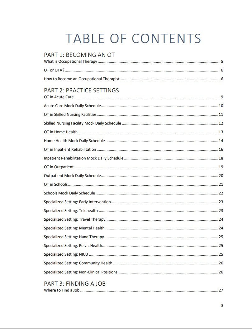 Ot Processbook Occupational Therapy OT Students E-book | Mock Daily Schedule ...