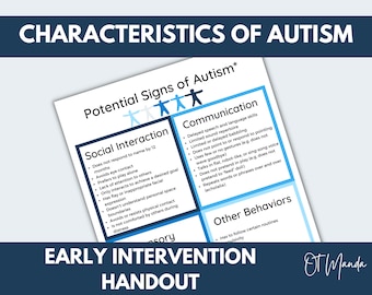 Signs of Autism Parent Handout for Early Intervention | ASD Red Flags for Children | Autism Spectrum Caregiver Education in Pediatrics