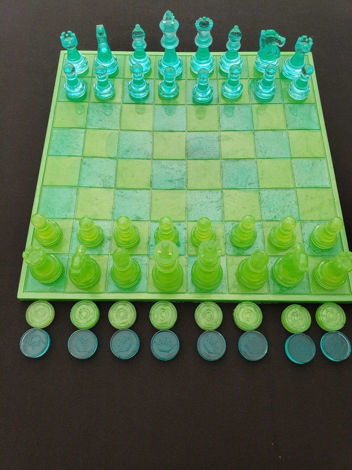 Handmade Resin Chess Set Checkers Etsy