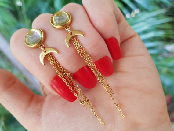 Stainless steel outlet moon earrings