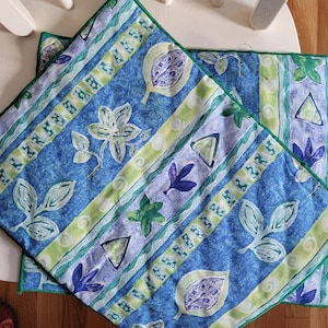 Floral and Fruit Reversable Cotton Placemats, Set of 2